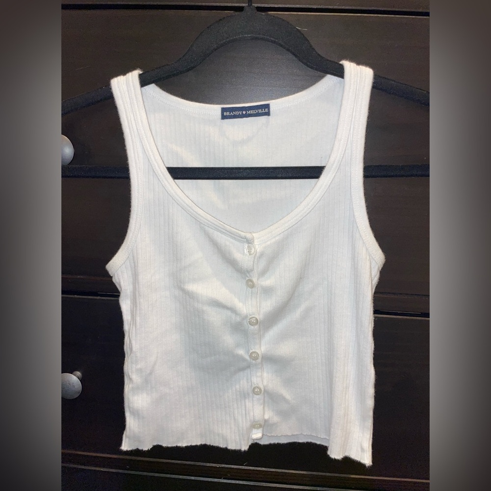 Brandy Melville - White Button-down Tank Top